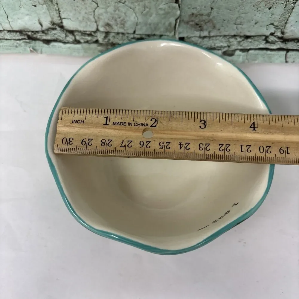 Pioneer Woman Four Measuring 1 Cup REPLACEMENT Shadow Rose TEAL RIM Blue Yellow